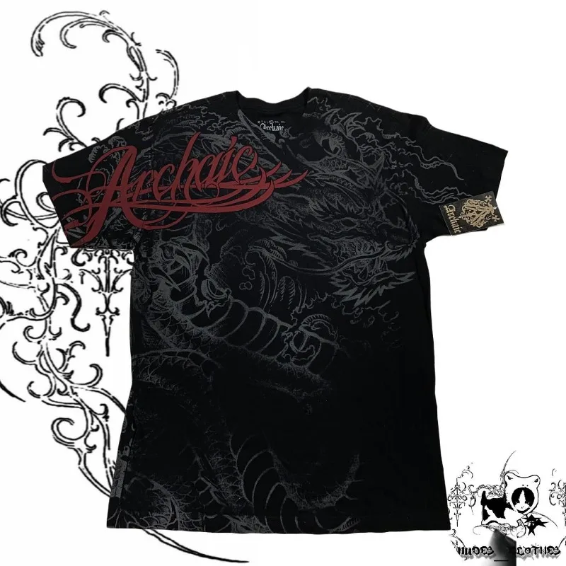 Dragon God Affliction Short Sleeves Man Y2K Red Letter Printing T-shirt Harajuku Vintage Gothic Couple Fashion Trend Tops
Dragon God Affliction Short Sleeves Man Y2K Red Letter Printing T-shirt Harajuku Vintage Gothic Couple Fashion Trend Tops