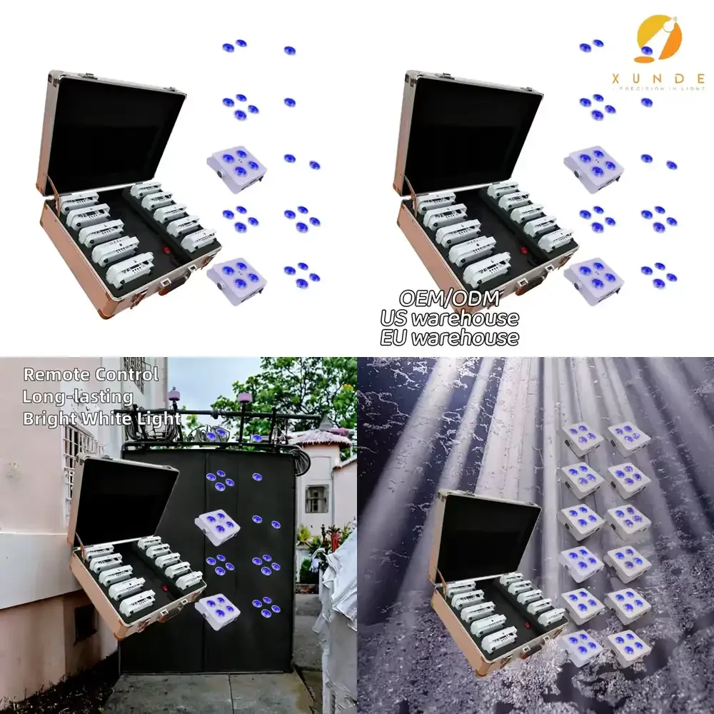 LED Par Light White Emitting Spotlights Battery-Powered 4*18W for Wedding DJ Parties DMX Wireless IP33
LED Par Light White Emitting Spotlights Battery-Powered 4*18W for Wedding DJ Parties DMX Wireless IP33