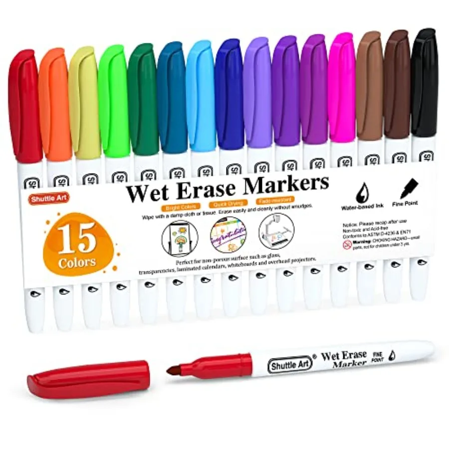 Wet Erase Markers, 1mm Fine Tip Smudge-Free Markers, Use on Laminated Calendars, Overhead Projectors, Schedules, Whiteboards, T
Wet Erase Markers, 1mm Fine Tip Smudge-Free Markers, Use on Laminated Calendars, Overhead Projectors, Schedules, Whiteboards, T