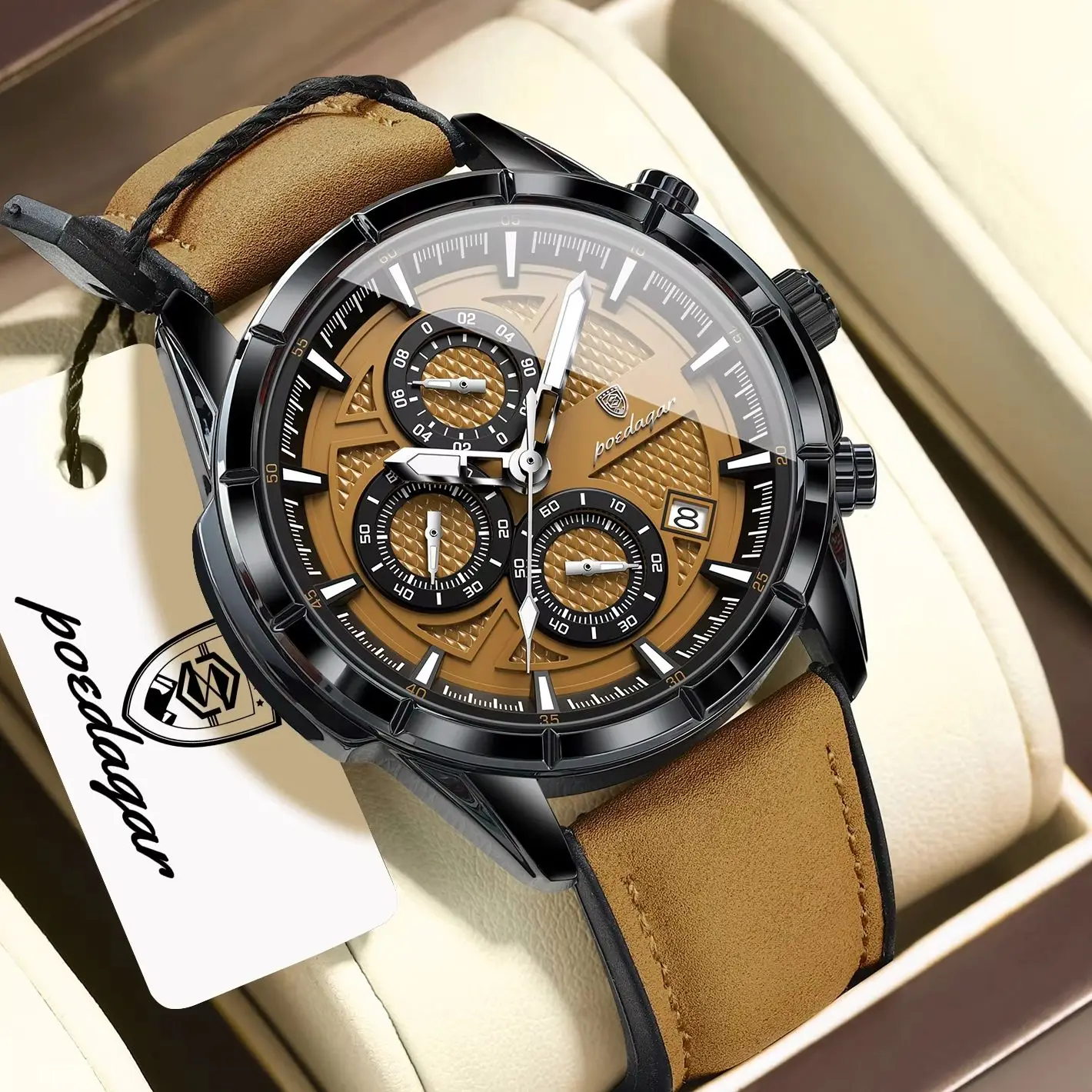 POEDAGAR Fashion Sports Men Wristwatch Luminous Waterproof Leather Quartz Men's Watches Date Chronograph Military Man Clock Gift
POEDAGAR Fashion Sports Men Wristwatch Luminous Waterproof Leather Quartz Men's Watches Date Chronograph Military Man Clock Gift