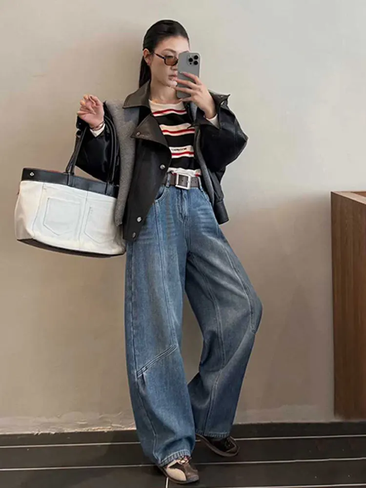 Джинсы с высокой талией и широкими штанинами, женские свободные драпированные джинсы на подкладке, Thiened Knife в стиле ретро, Гонконг, зимнее новое поступление
Джинсы с высокой талией и широкими штанинами, женские свободные драпированные джинсы на подкладке, Thiened Knife в стиле ретро, Гонконг, зимнее новое поступление