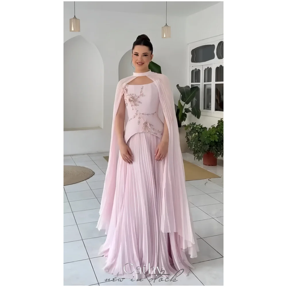 Cathy Customized Light Pink Appliques A-line Prom Dress With Cape Draped vestidos de noiva Floor-length Formal Evening 2026
Cathy Customized Light Pink Appliques A-line Prom Dress With Cape Draped vestidos de noiva Floor-length Formal Evening 2026
