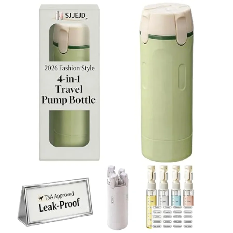 4 in 1 Travel Dispenser Bottle Set, Leakproof TSA Travel Size Containers for Toiletries, Portable Refillable Bottles, Hard Shel
4 in 1 Travel Dispenser Bottle Set, Leakproof TSA Travel Size Containers for Toiletries, Portable Refillable Bottles, Hard Shel