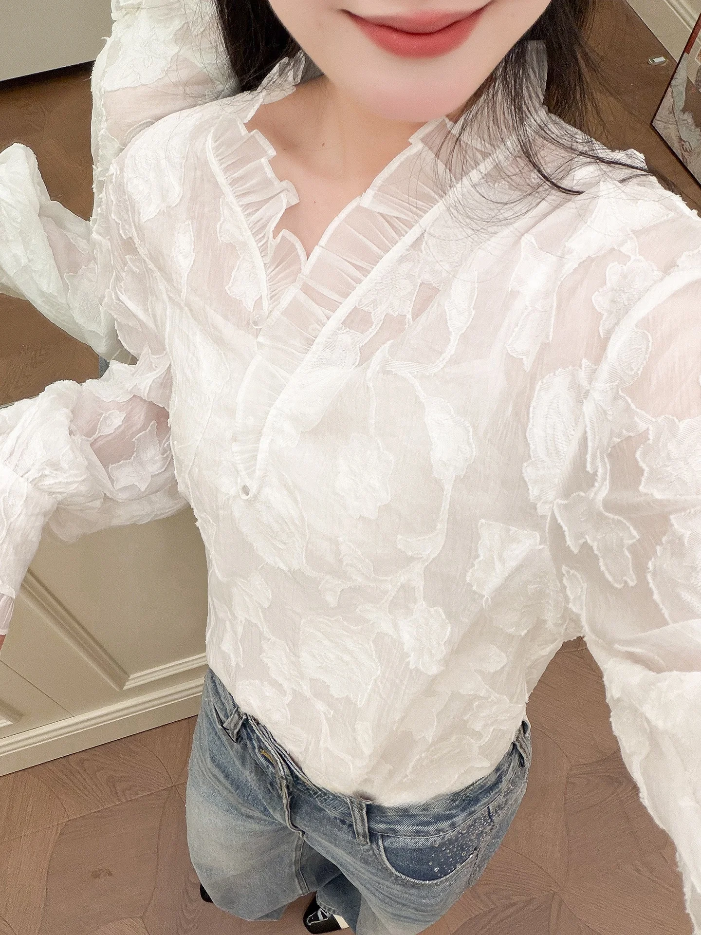 White Loose Lantern Sve irt V-Ne Women's Casual Sle Spring Faion Gentlewoman's irt Nylon Polyester Blend Long Sl...
White Loose Lantern Sve irt V-Ne Women's Casual Sle Spring Faion Gentlewoman's irt Nylon Polyester Blend Long Sl...