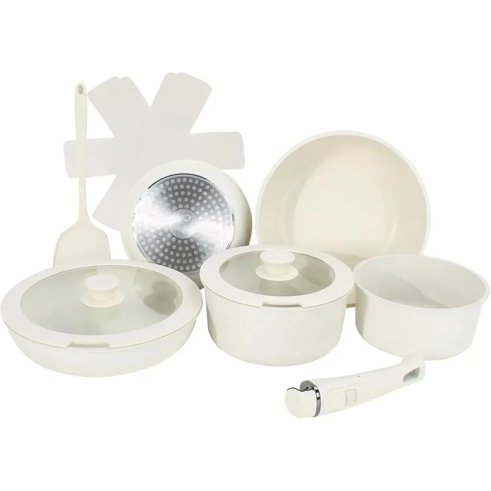 11-Piece Non-Stick Cookware Set with Removable Handles, Suitable for Induction and Oven, Dishwasher Safe, Cream
11-Piece Non-Stick Cookware Set with Removable Handles, Suitable for Induction and Oven, Dishwasher Safe, Cream