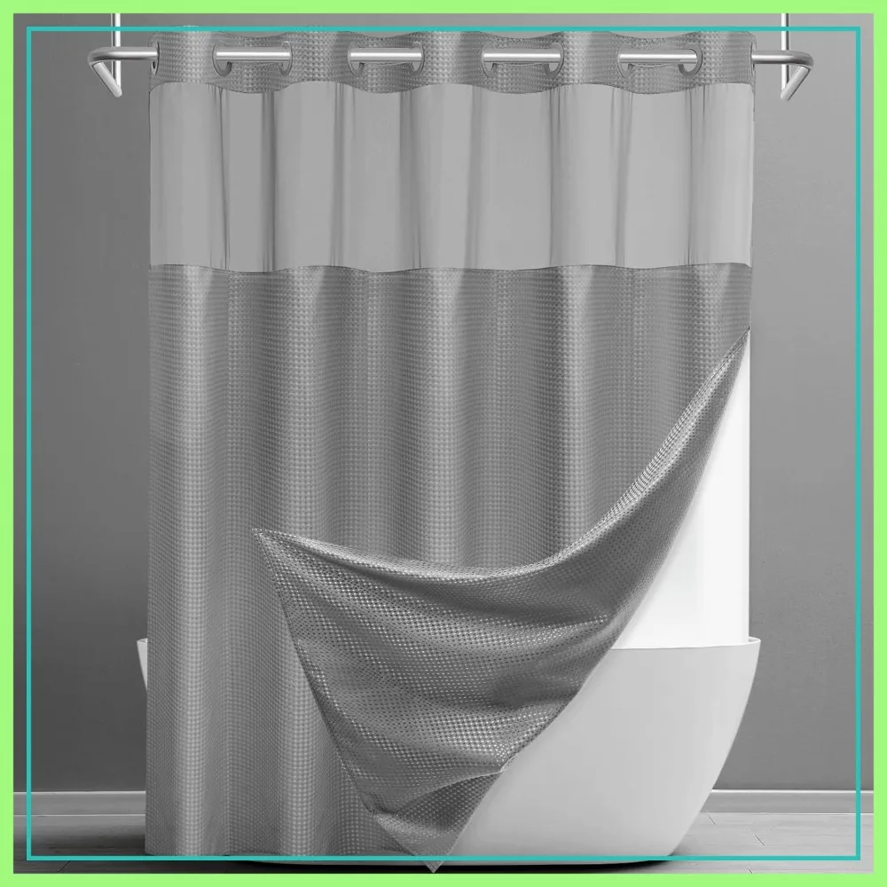 Waffle Shower Curtain with Snap-in Liner Set, 71"W x 74"H, Waterproof Fabric, Hotel Style
Waffle Shower Curtain with Snap-in Liner Set, 71"W x 74"H, Waterproof Fabric, Hotel Style
