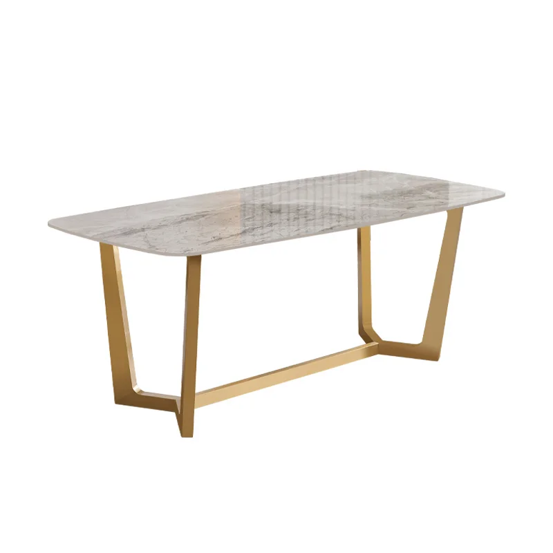 Bright rock slab dining table and chair combination, light luxury small apartment modern, stainless steel marble dining table
Bright rock slab dining table and chair combination, light luxury small apartment modern, stainless steel marble dining table