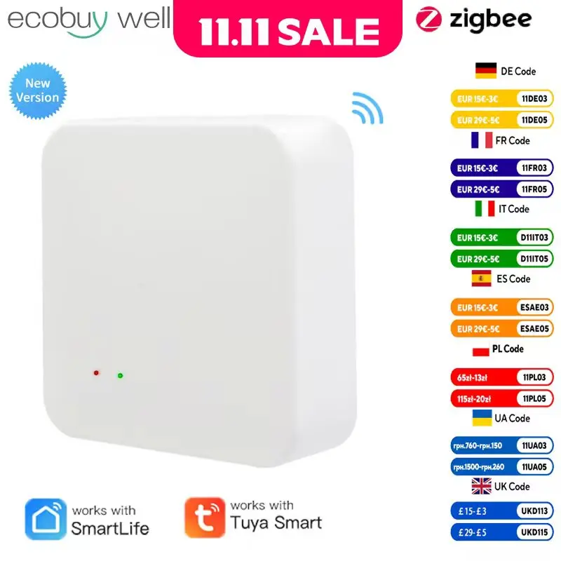 Tuya Zigbee 3.0 Gateway Hub Smart Home Wireless Bridge Smart Life APP Remote Control Automation Device Works with Alexa Google
Tuya Zigbee 3.0 Gateway Hub Smart Home Wireless Bridge Smart Life APP Remote Control Automation Device Works with Alexa Google