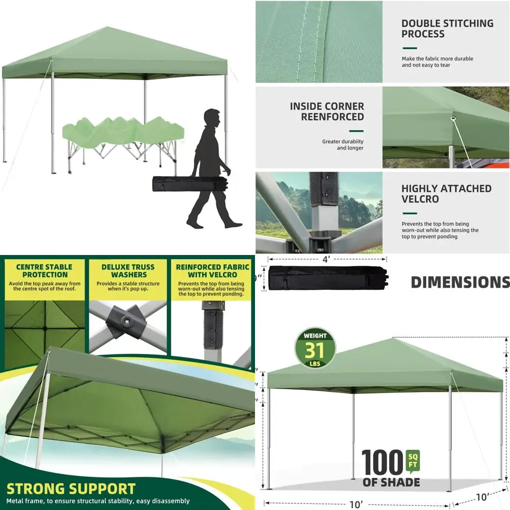 10ft x 10ft Quick Setup Outdoor Canopy with Straight Legs and Rolling Bag - Green
10ft x 10ft Quick Setup Outdoor Canopy with Straight Legs and Rolling Bag - Green