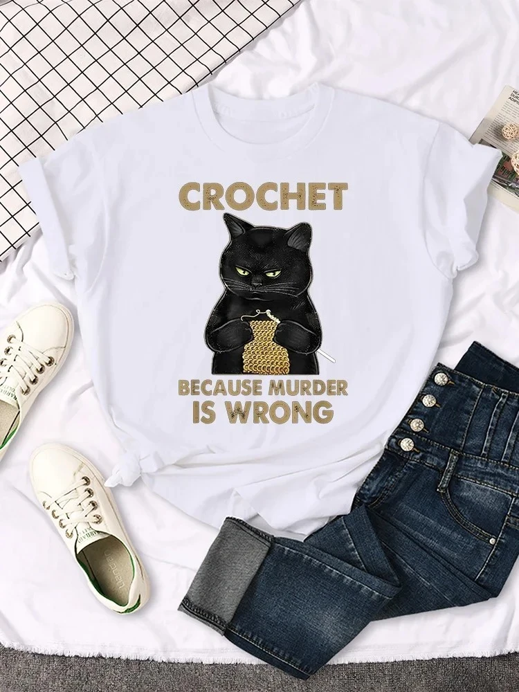 Crochet Because Murder Is Wrong Cat Printing Female Tshirts Casual Summer T-shirt Fashion Creative Women Clothing
Crochet Because Murder Is Wrong Cat Printing Female Tshirts Casual Summer T-shirt Fashion Creative Women Clothing