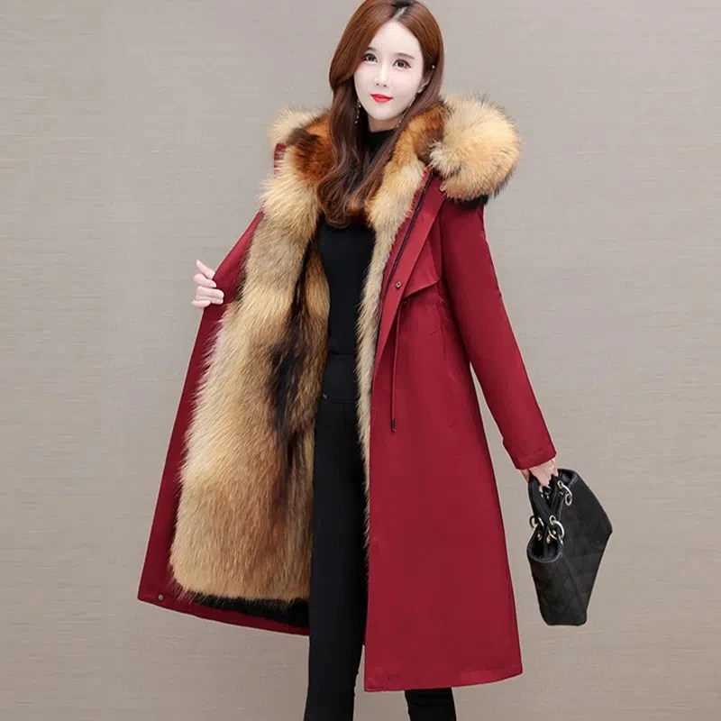 Winter Parkas Women Faux Fox Fur Inner liner Detachable Fur One Piece Thick Imitation Fur Coat Female Warm Overcoat
Winter Parkas Women Faux Fox Fur Inner liner Detachable Fur One Piece Thick Imitation Fur Coat Female Warm Overcoat