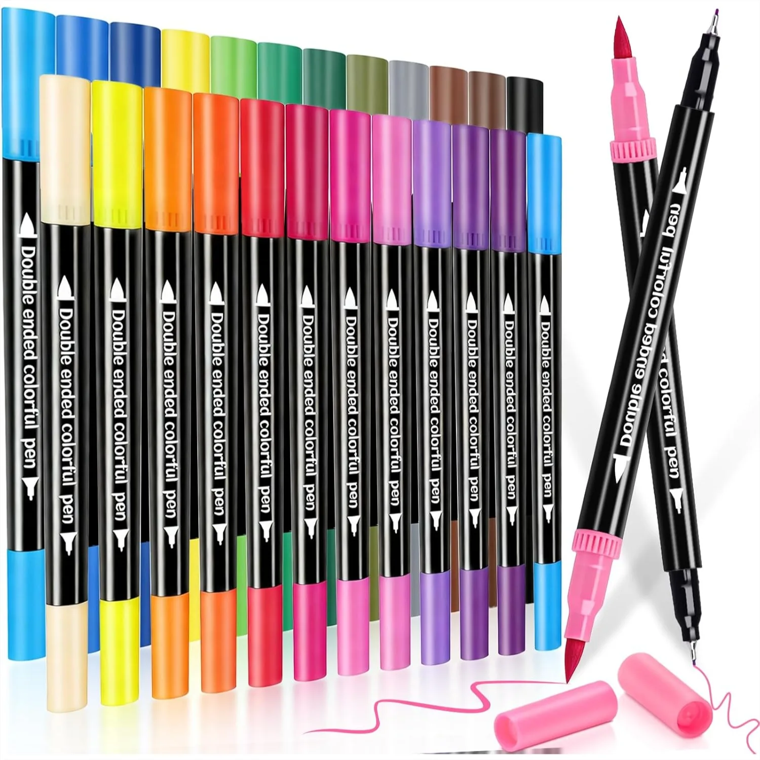 24 Colors Dual Tip Brush Pens Art Markers Set For Adult Coloring Books Drawing Hand Lettering
24 Colors Dual Tip Brush Pens Art Markers Set For Adult Coloring Books Drawing Hand Lettering