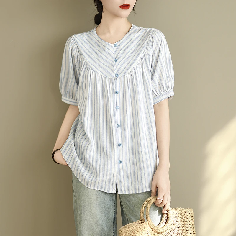 Summer 2026 Women's plus Size Striped Shirt Jacket Short Sleeve Single Button High End Fashion Casual Comfortable Thin Cardigan
Summer 2026 Women's plus Size Striped Shirt Jacket Short Sleeve Single Button High End Fashion Casual Comfortable Thin Cardigan