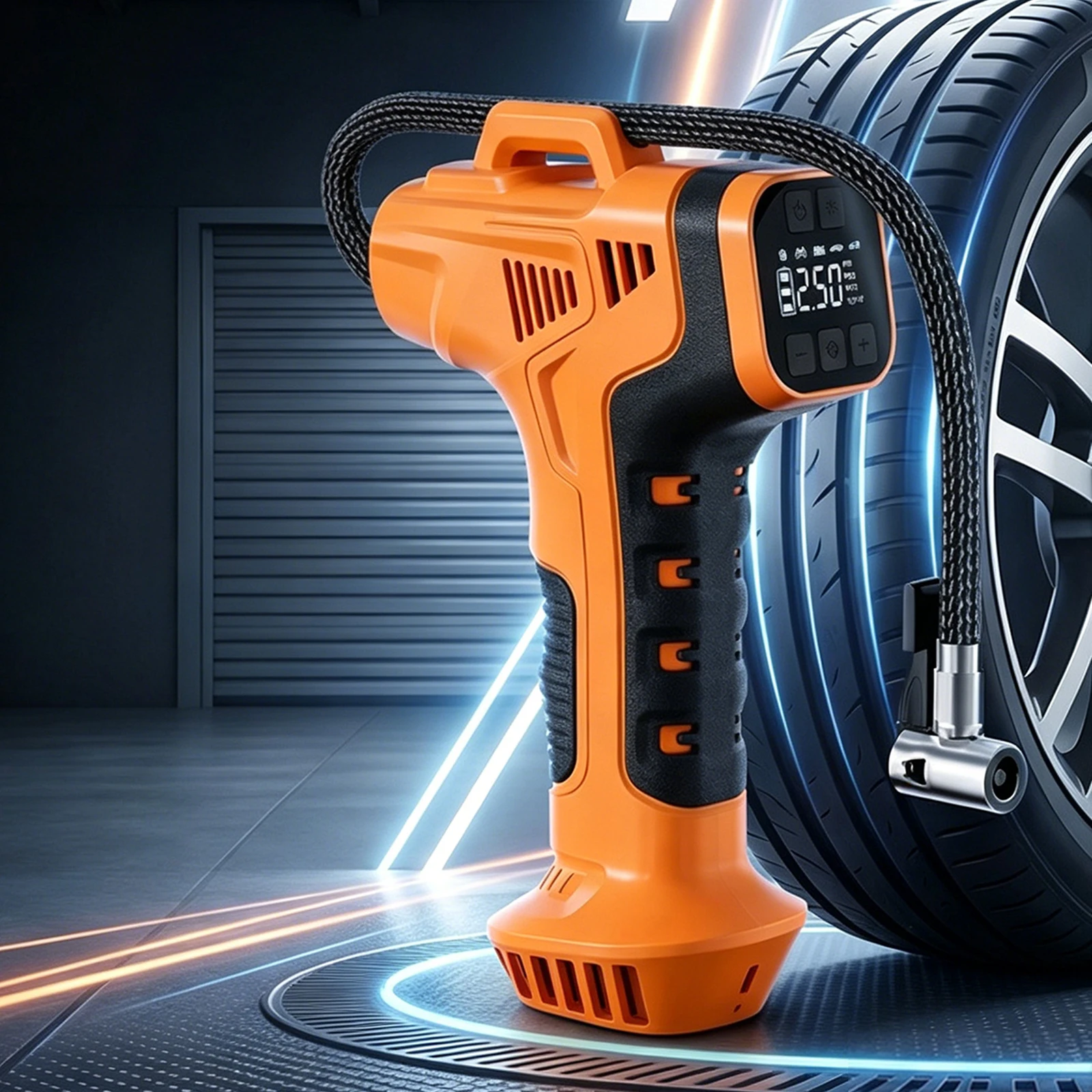 Handheld Wireless Tire Air Compressor with 4 Nozzles & LED Light Cordless Digital Tire Inflator for Auto Inflation & Maintenance
Handheld Wireless Tire Air Compressor with 4 Nozzles & LED Light Cordless Digital Tire Inflator for Auto Inflation & Maintenance