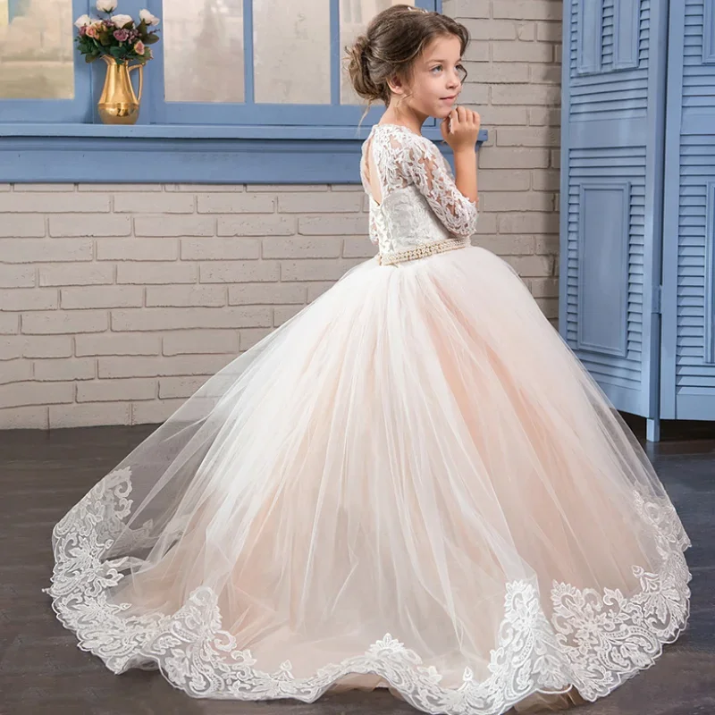 Champagne Tulle White Appliques Diamond Pearl Belt Half Sleeve For Wedding Birthday First Communion Gowns Flower Girl Dresses
Champagne Tulle White Appliques Diamond Pearl Belt Half Sleeve For Wedding Birthday First Communion Gowns Flower Girl Dresses