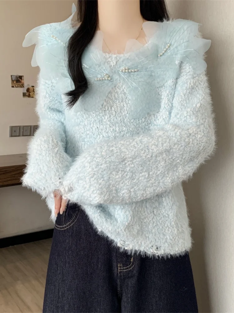 SMTHMA Women's New Autumn Winter Lazy Style Bead 3D Flower Sweater Women's Retro Loose Design Plush Knitted Soft Top
SMTHMA Women's New Autumn Winter Lazy Style Bead 3D Flower Sweater Women's Retro Loose Design Plush Knitted Soft Top