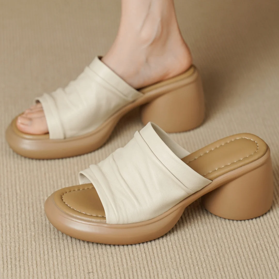 danxuefei women's sheepskin open toe slip-on summer slides sandals pleated 7cm chunky heel platform soft comfortable heels shoes
danxuefei women's sheepskin open toe slip-on summer slides sandals pleated 7cm chunky heel platform soft comfortable heels shoes
