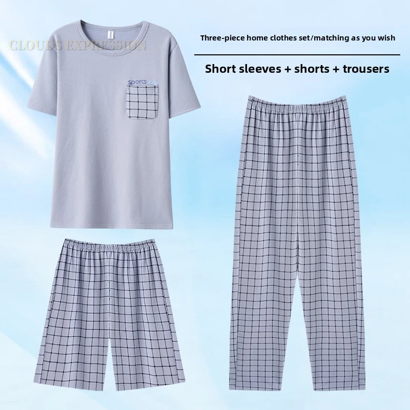 Summer L-5XL 3PCS Sets Pjs Short-sleeved Mens Pajama Sets Male Pyjamas Plaid Loungewear Nightwear Sleepwear Homewear Pjs Fashion
Summer L-5XL 3PCS Sets Pjs Short-sleeved Mens Pajama Sets Male Pyjamas Plaid Loungewear Nightwear Sleepwear Homewear Pjs Fashion