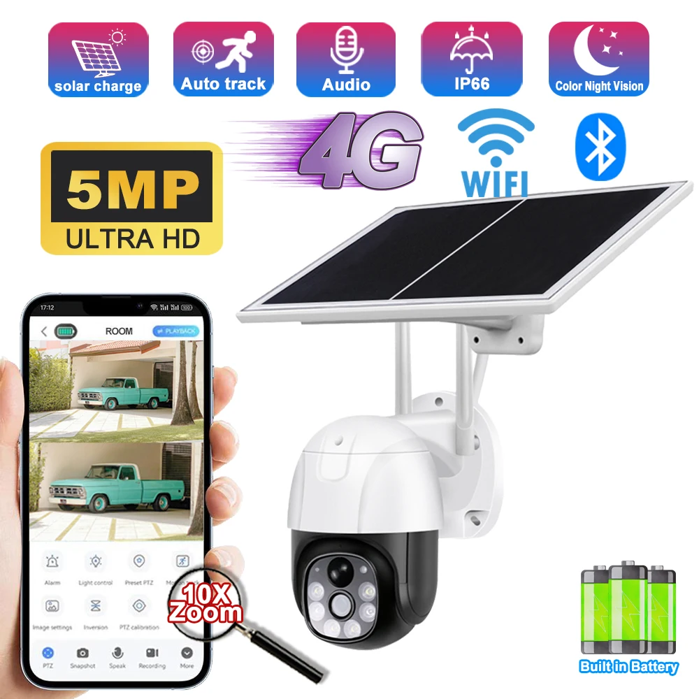 5MP Solar Cameras Wifi Outdoor 4G Sim Card HD IP Camera PIR Human Detection IP66 Waterproof Color Night Vision Security CCTV
5MP Solar Cameras Wifi Outdoor 4G Sim Card HD IP Camera PIR Human Detection IP66 Waterproof Color Night Vision Security CCTV