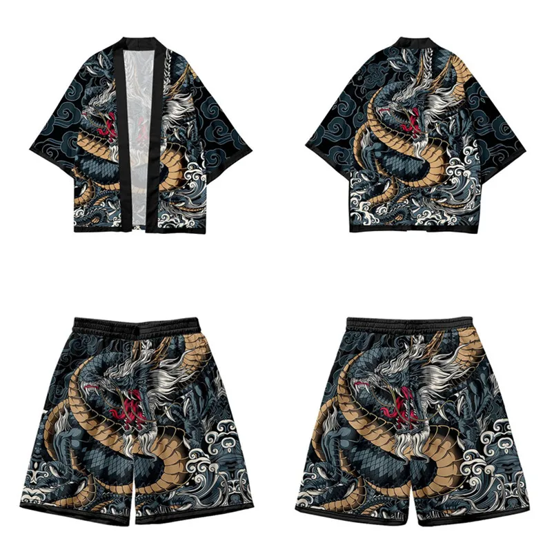 Two-piece Suit Japanese Cardigan Men Cosplay Dragon Print Yukata Harajuku Red Kimono Shorts Sets Patchwork Asian Traditional
Two-piece Suit Japanese Cardigan Men Cosplay Dragon Print Yukata Harajuku Red Kimono Shorts Sets Patchwork Asian Traditional