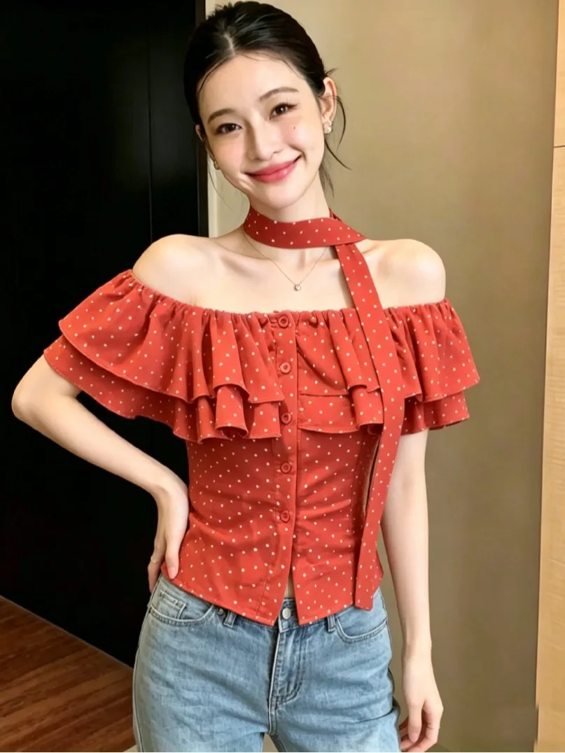 Retro Polka Dot One Shoulder Sleeveless Shirt Women's Summer Thin Commute Style Lace Trim Slimming Sexy Open Cardigan
Retro Polka Dot One Shoulder Sleeveless Shirt Women's Summer Thin Commute Style Lace Trim Slimming Sexy Open Cardigan