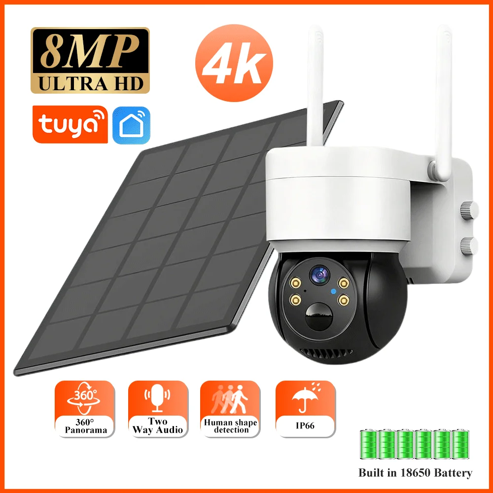 Tuya WiFi PTZ Camera Outdoor Wireless Solar IP Camera 4k 8MP Built-in Battery Video Surveillance Camera Long Time Standby
Tuya WiFi PTZ Camera Outdoor Wireless Solar IP Camera 4k 8MP Built-in Battery Video Surveillance Camera Long Time Standby