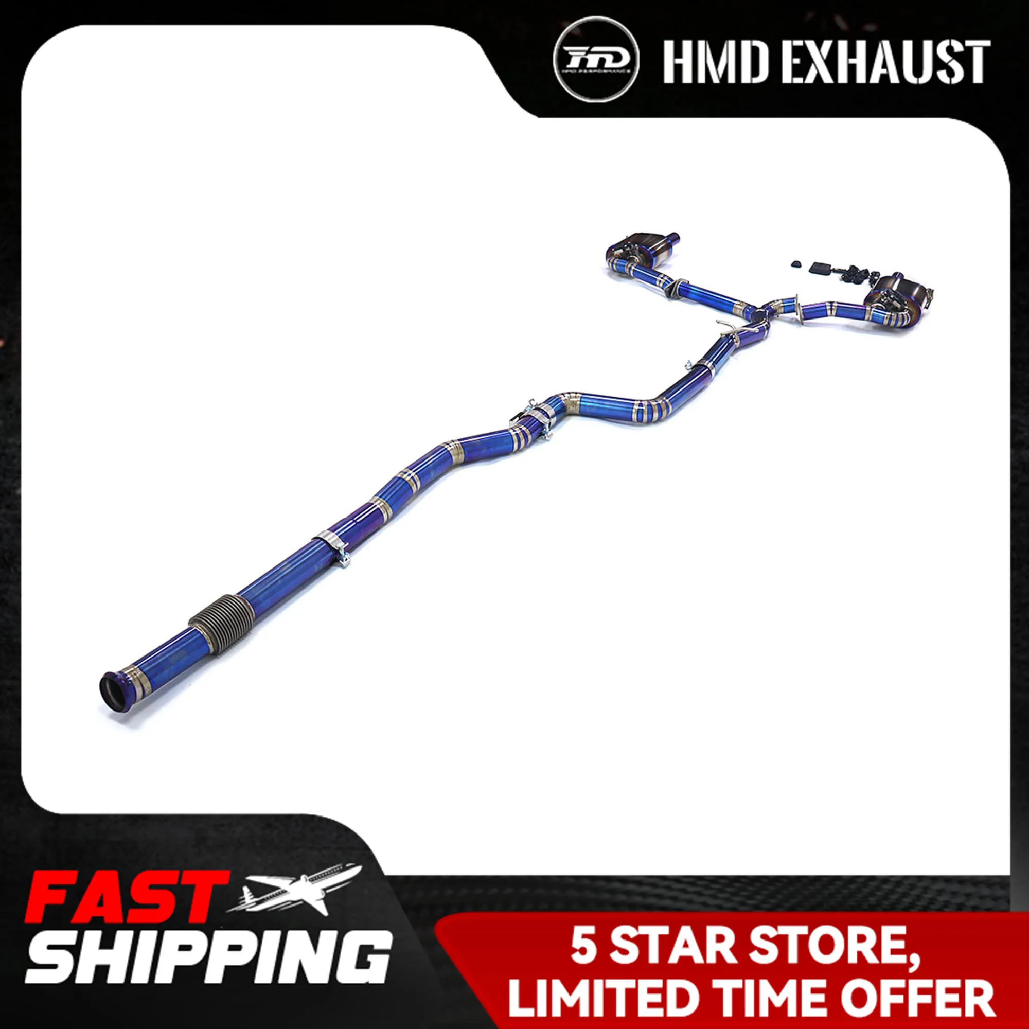 HMD Exhaust System High Flow Performance Catback For Mercedes Benz C300 W205 2.0T Titanium Alloy Pipe Light Weight
HMD Exhaust System High Flow Performance Catback For Mercedes Benz C300 W205 2.0T Titanium Alloy Pipe Light Weight