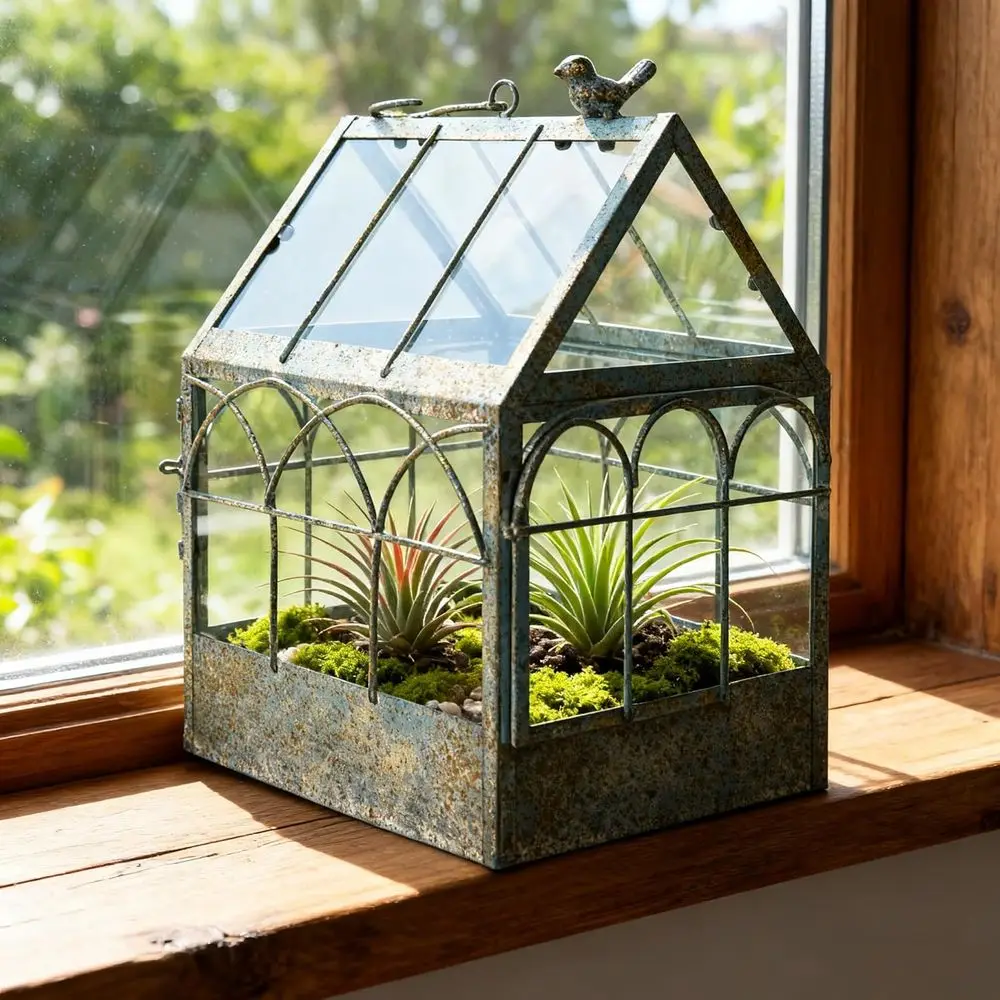 House Shape Glass Terrarium with Lid, Geometric Greenhouse Style Planter for Ferns, Succulents, Air Plants, Handmade Indoor Tabl
House Shape Glass Terrarium with Lid, Geometric Greenhouse Style Planter for Ferns, Succulents, Air Plants, Handmade Indoor Tabl