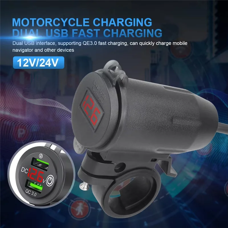 Rider Handlebar Rack Dual USB Fast Charge QC3.0 Car Charger With Voltage Display For Motorcycles
Rider Handlebar Rack Dual USB Fast Charge QC3.0 Car Charger With Voltage Display For Motorcycles