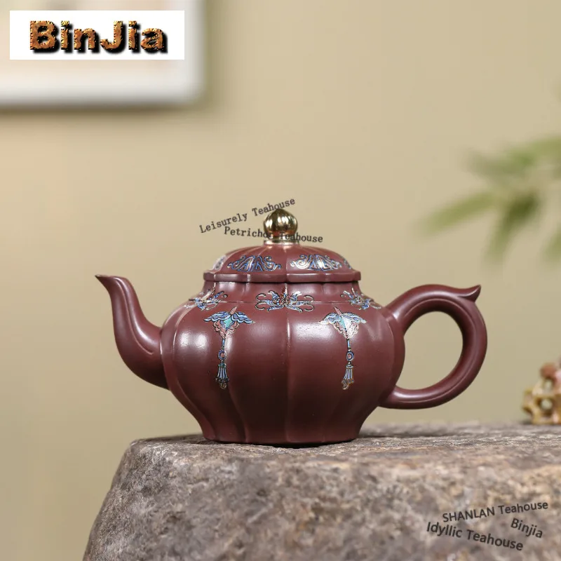 350ml High-end Yixing Purple Clay Teapots Handmade Rib Laughing Sakura Pot Raw Ore Dragon's Blood Sand Mud Kettle Zisha Tea Set
350ml High-end Yixing Purple Clay Teapots Handmade Rib Laughing Sakura Pot Raw Ore Dragon's Blood Sand Mud Kettle Zisha Tea Set