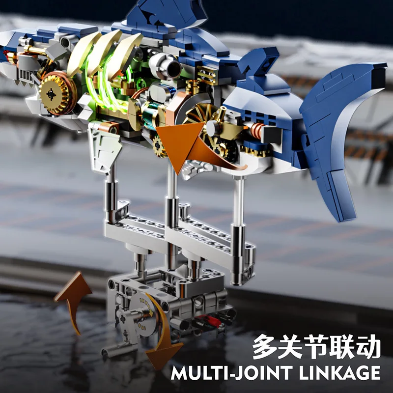 Semi Mechanical Shark With Led Building Blocks Biomimetic Animal Model Movable Joint Bricks Toys Compatible With LEGO
Semi Mechanical Shark With Led Building Blocks Biomimetic Animal Model Movable Joint Bricks Toys Compatible With LEGO