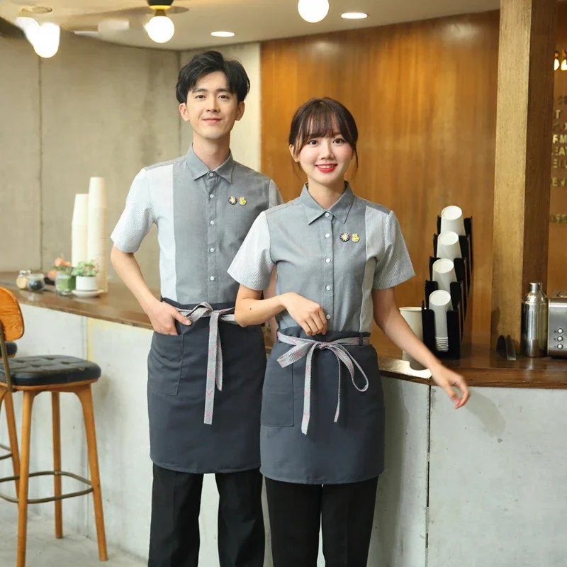 Waiter Uniform Short Sleeved Restaurant Fast Food Shop Chinese Restaurant Waitress Uniform Catering Teahouse Working Clothing
Waiter Uniform Short Sleeved Restaurant Fast Food Shop Chinese Restaurant Waitress Uniform Catering Teahouse Working Clothing