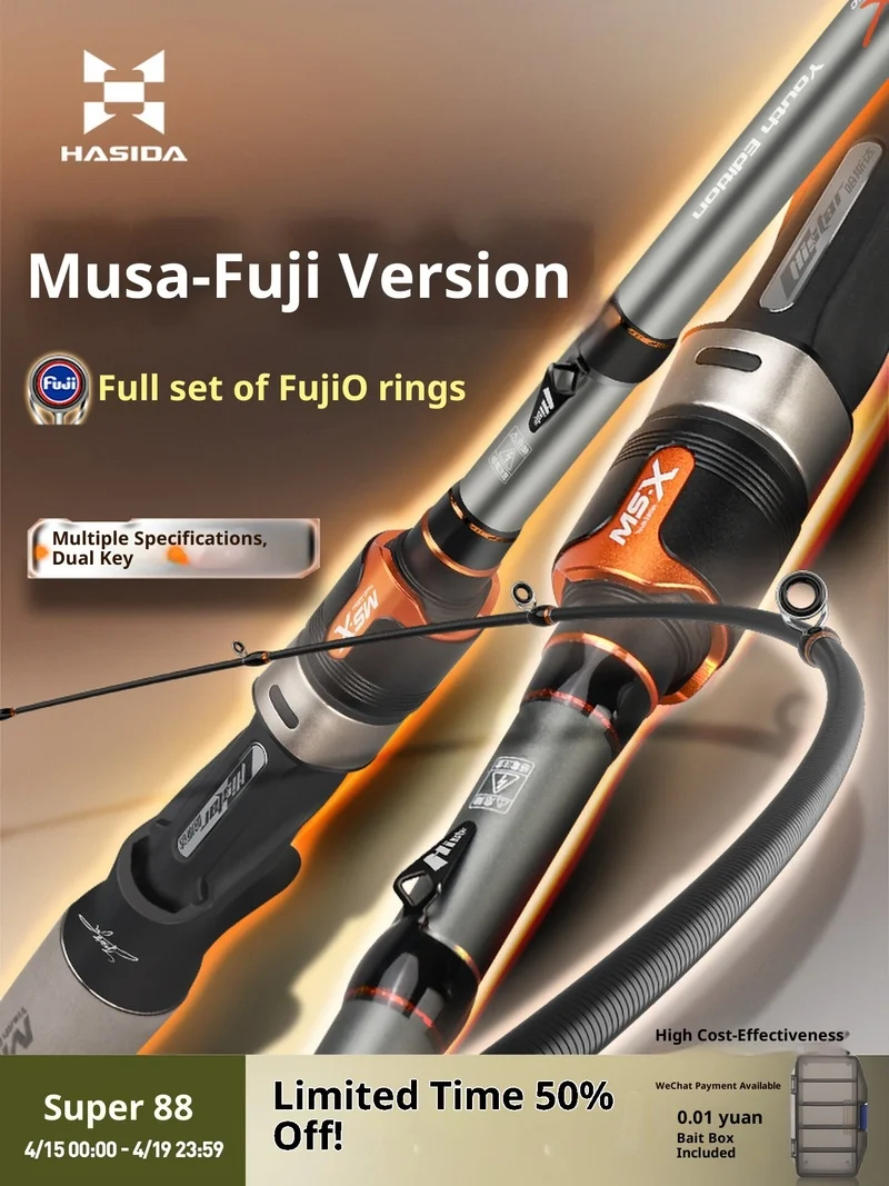 Hasda Musa Lure Rod Fuji O Ring Long Casting Ultralight Spinning Casting Single Rod Fuji K Frame Anti Tangle Corrosion Resistant
Hasda Musa Lure Rod Fuji O Ring Long Casting Ultralight Spinning Casting Single Rod Fuji K Frame Anti Tangle Corrosion Resistant