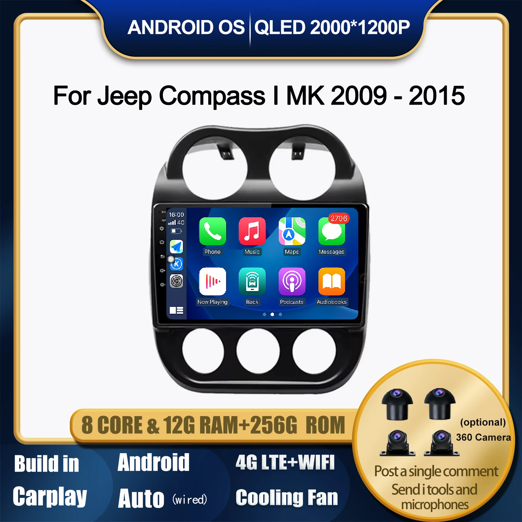 Автомобильное радио Android Auto Carplay для Jeep Compass I MK 2009-2015 GPS-навигация Мультимедийный видеоплеер Инструменты Bluetooth
Автомобильное радио Android Auto Carplay для Jeep Compass I MK 2009-2015 GPS-навигация Мультимедийный видеоплеер Инструменты Bluetooth
