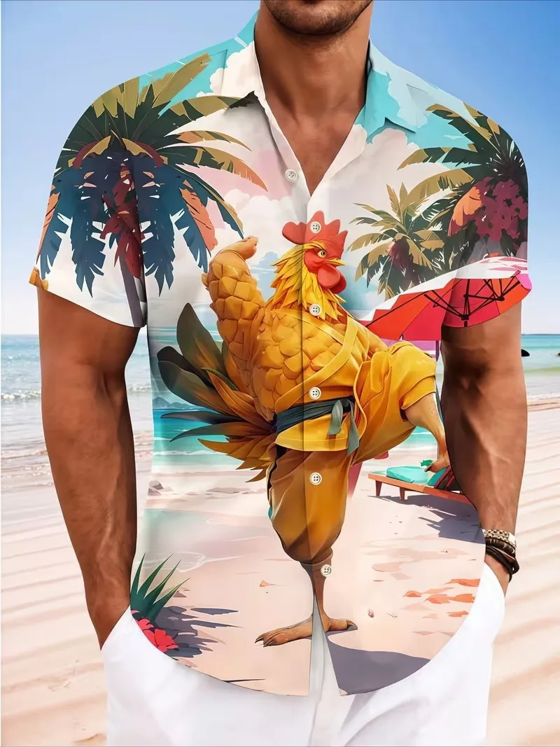 Men's Kung Fu Rooster Tropical Palm Tree Print Hawaiian Shirt Casual Short Sleeve Button Down Shirt Funny Animal Beach Shirts
Men's Kung Fu Rooster Tropical Palm Tree Print Hawaiian Shirt Casual Short Sleeve Button Down Shirt Funny Animal Beach Shirts