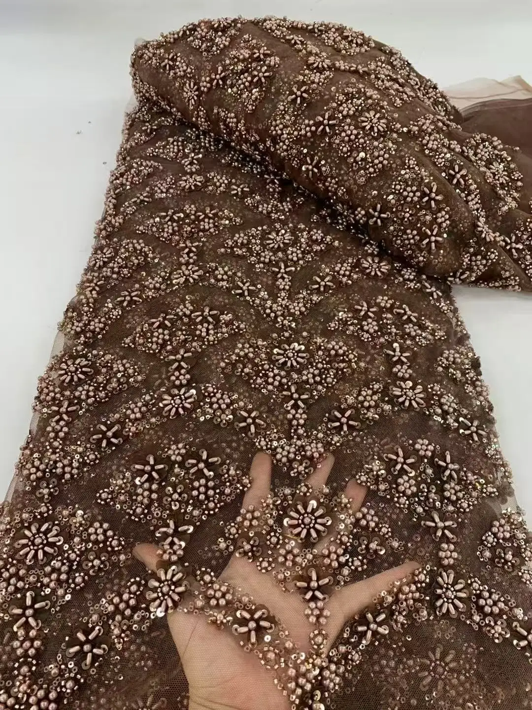 African French Mesh Lace Beads Fabric Luxury Nigerian Net Lace with Sequins Wedding Dresses For Women High Quality 5 yards
African French Mesh Lace Beads Fabric Luxury Nigerian Net Lace with Sequins Wedding Dresses For Women High Quality 5 yards