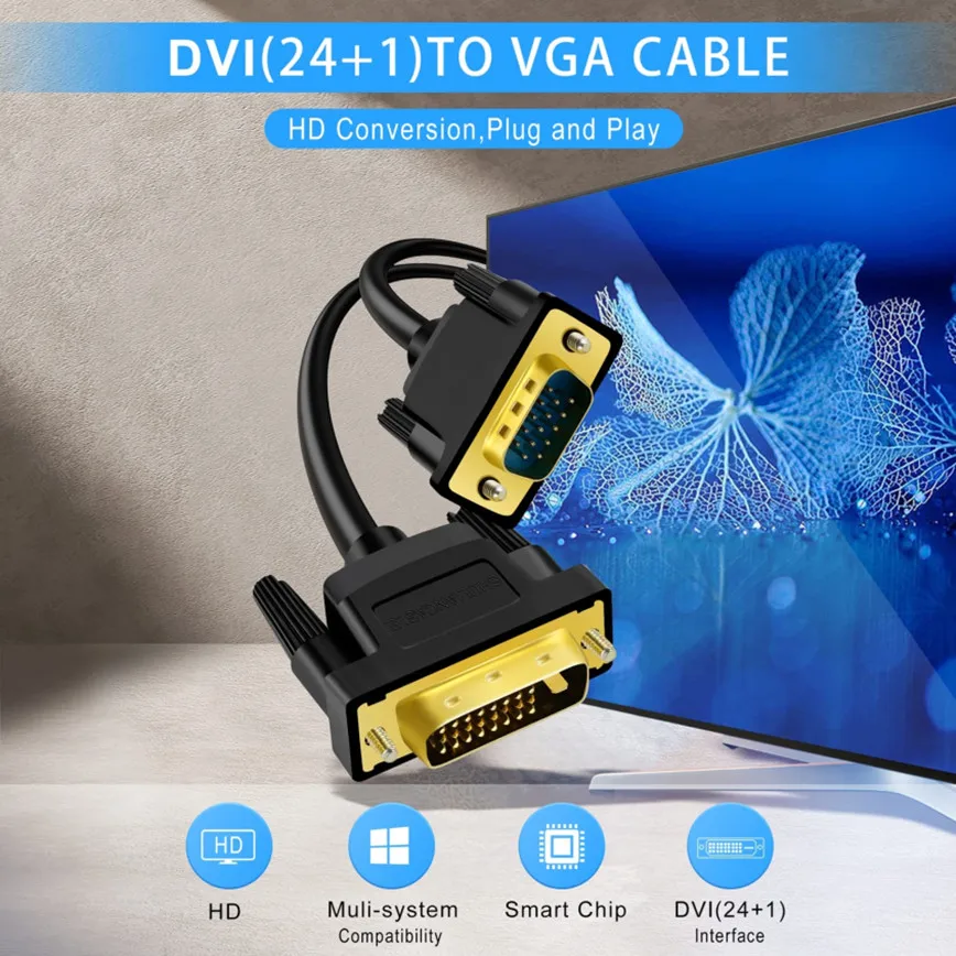 1.5M/2M/3M DVI to VGA Cable HD 1080P DVI-D 24+1 to VGA Converter Male to Male Adapter for PC Host Laptop HDTV Monitor Projector
1.5M/2M/3M DVI to VGA Cable HD 1080P DVI-D 24+1 to VGA Converter Male to Male Adapter for PC Host Laptop HDTV Monitor Projector