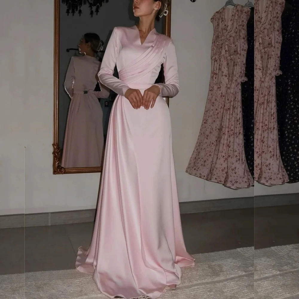 Customized Jersey Pleat V-neck A-line Long Dresses Bespoke Occasion Evening Party Gown Simple Elegant High Quality
Customized Jersey Pleat V-neck A-line Long Dresses Bespoke Occasion Evening Party Gown Simple Elegant High Quality