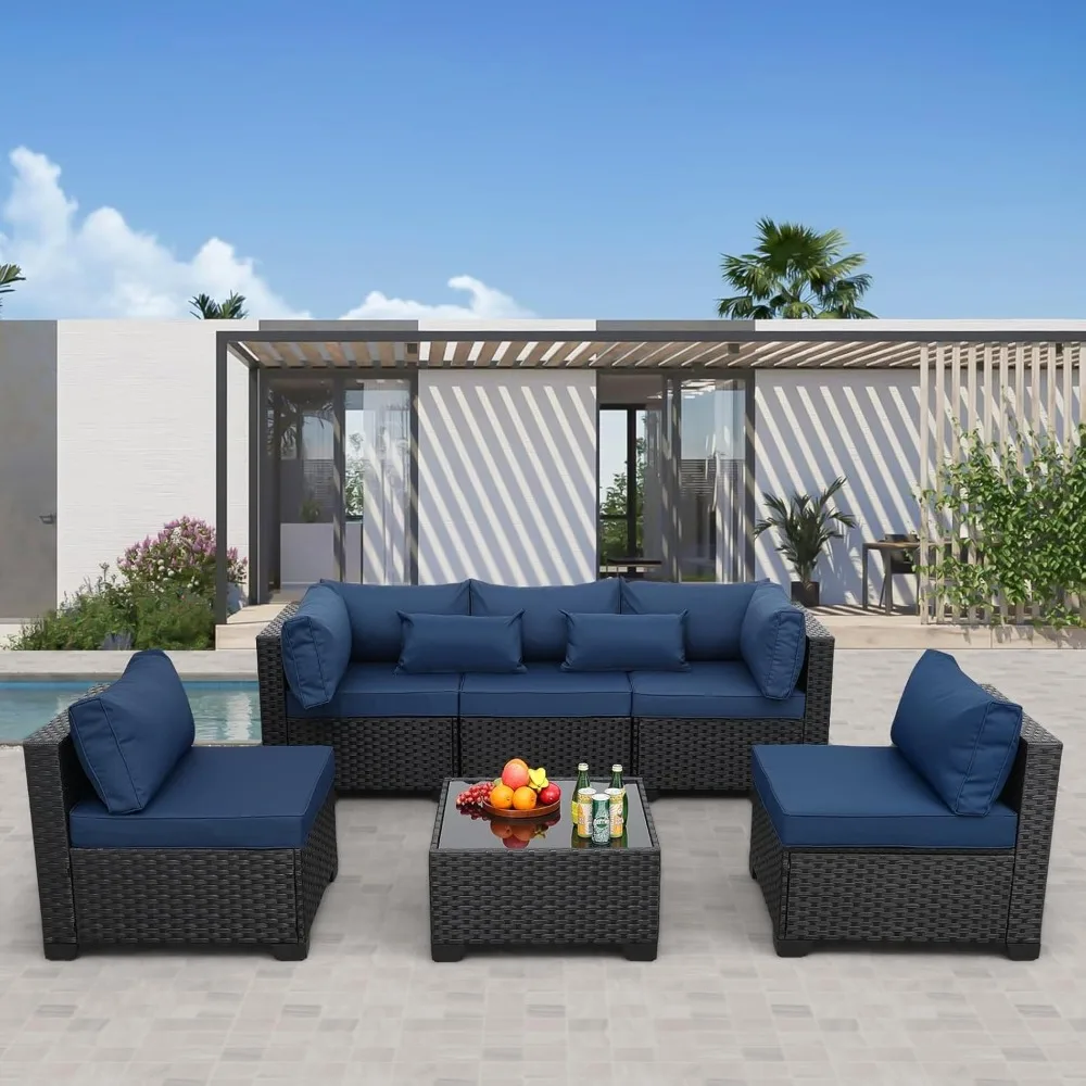Patio Sectional 6 Pieces All-Weather Wicker Patio Furniture Set Outdoor Sectional with Glass Patio Table Non-Slip Cushions and
Patio Sectional 6 Pieces All-Weather Wicker Patio Furniture Set Outdoor Sectional with Glass Patio Table Non-Slip Cushions and