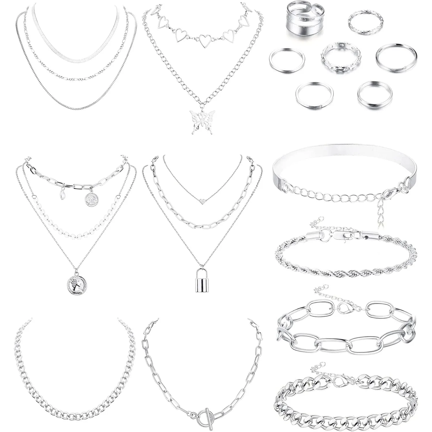 Bobisty 17Pcs Jewelry Sets for Women Layered Necklaces Chunky Bracelets Knuckle Rings Birthday Christmas Anniversary Day Gifts
Bobisty 17Pcs Jewelry Sets for Women Layered Necklaces Chunky Bracelets Knuckle Rings Birthday Christmas Anniversary Day Gifts