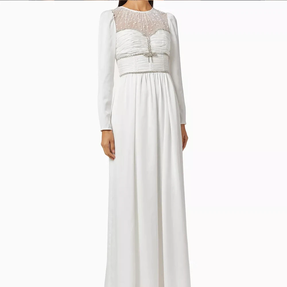 Customized Exquisite Crystal Off the Shoulder Jersey Evening Dresses Modern O-Neck Long Sleeves Straight Floor Length Prom Dress
Customized Exquisite Crystal Off the Shoulder Jersey Evening Dresses Modern O-Neck Long Sleeves Straight Floor Length Prom Dress