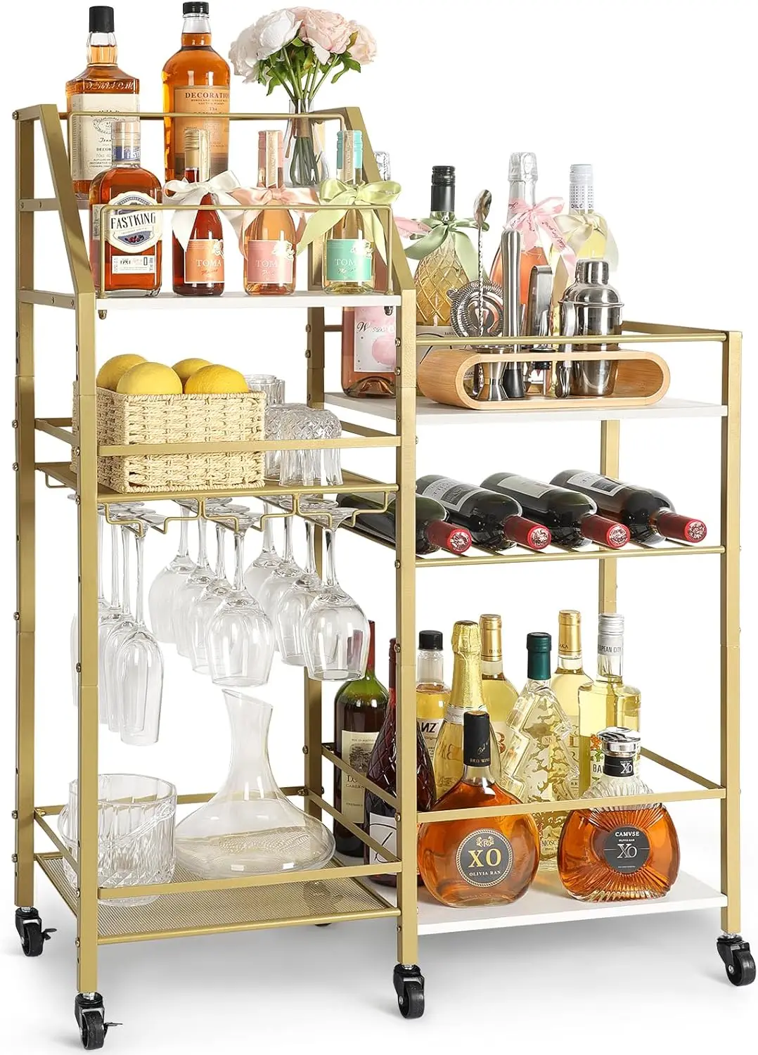 Gold Bar Cart with Wine Glass Holder, Small Mini Bar for Home Kitchen Dining Room
Gold Bar Cart with Wine Glass Holder, Small Mini Bar for Home Kitchen Dining Room