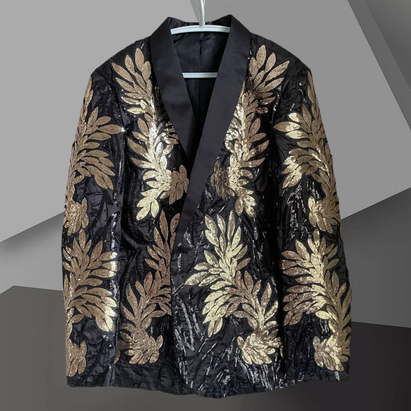 Contrasting Colors Jackets Hombre Gold Sequin Suit Stage Performance Men Nightclub Bar DJ Singer Host Top Suit Luxury Blazer
Contrasting Colors Jackets Hombre Gold Sequin Suit Stage Performance Men Nightclub Bar DJ Singer Host Top Suit Luxury Blazer