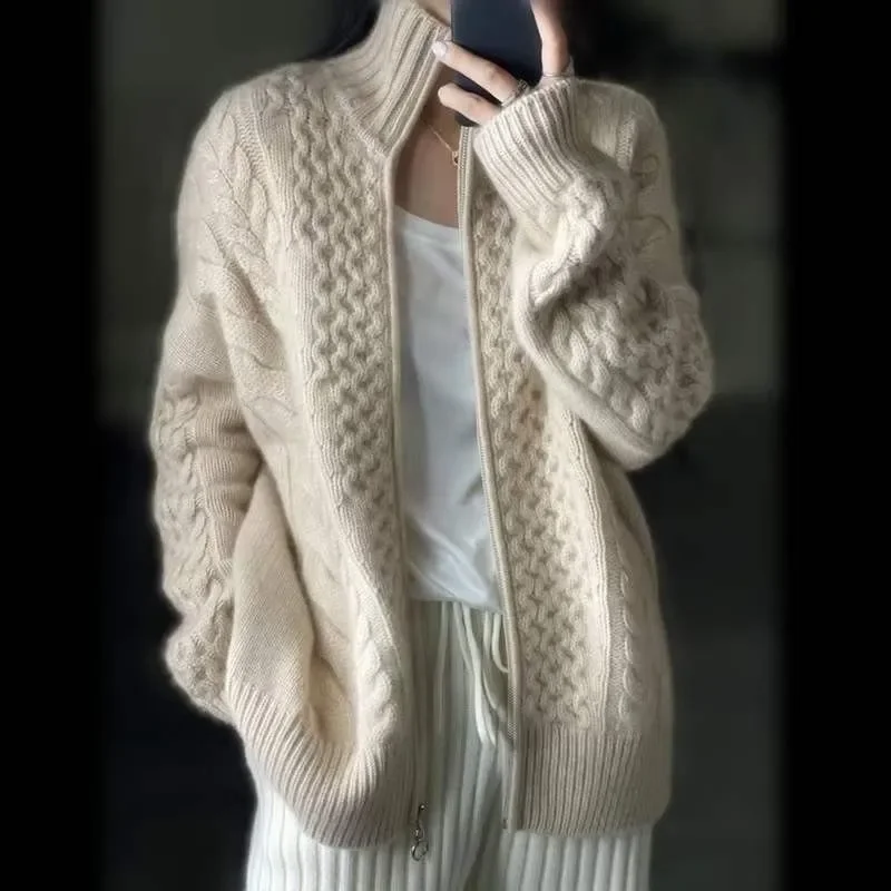 Autumn And Winter New Thick Turtleneck Cashmere Knitted Cardigan Women's Loose Wool Sweater Cardigan Larg Size Female Jacket Top
Autumn And Winter New Thick Turtleneck Cashmere Knitted Cardigan Women's Loose Wool Sweater Cardigan Larg Size Female Jacket Top