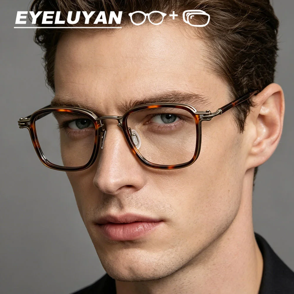 EYELUYAN Men Industrial Retro Square Eyeglasses Tortoiseshell Acetate Titanium Eyewear Hand Crafted Prescription Glasses
EYELUYAN Men Industrial Retro Square Eyeglasses Tortoiseshell Acetate Titanium Eyewear Hand Crafted Prescription Glasses