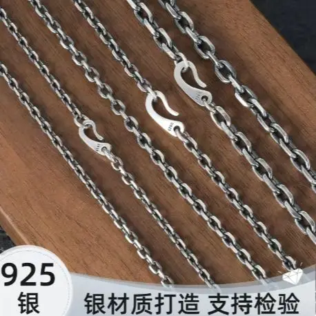 Vintage Black Silver Chain Long Personalized Trendy Pure Silver Sweater Chain Men's and Women's Punk Thai Silver Necklace Pendan
Vintage Black Silver Chain Long Personalized Trendy Pure Silver Sweater Chain Men's and Women's Punk Thai Silver Necklace Pendan