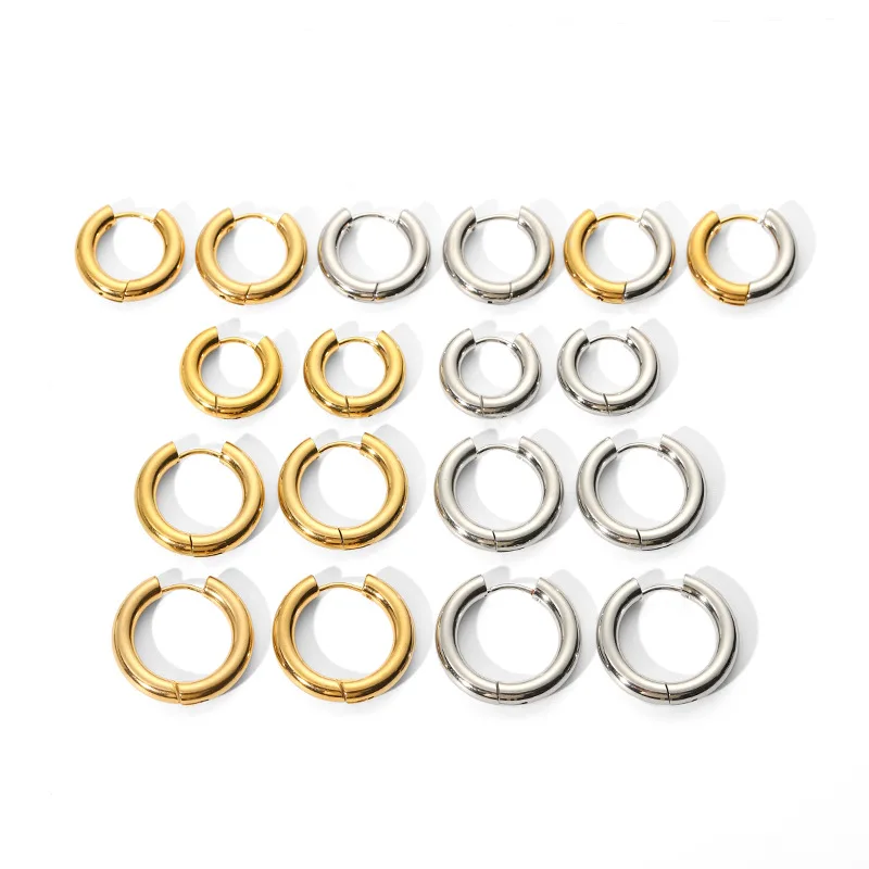 Stainless Steel 4mm Thick Earrings Gold Plated Large Round Korean Ear Rings Hoop Earring for Women Female Jewelry Fashion
Stainless Steel 4mm Thick Earrings Gold Plated Large Round Korean Ear Rings Hoop Earring for Women Female Jewelry Fashion