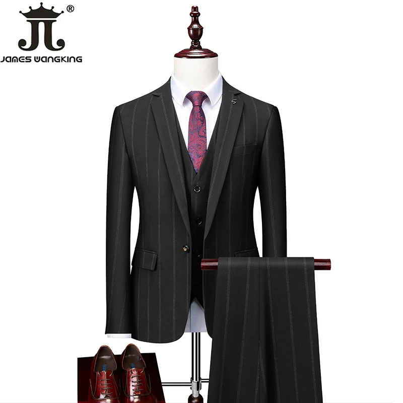 5XL Blazer Vest Pants New Fashion Stripes Men's Slim Business Suit Black Professional Formal Suit 3Pces Set Groom Wedding Dress
5XL Blazer Vest Pants New Fashion Stripes Men's Slim Business Suit Black Professional Formal Suit 3Pces Set Groom Wedding Dress