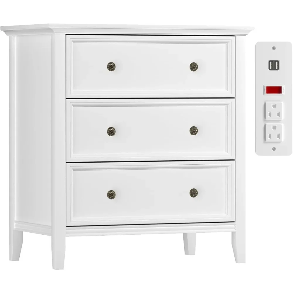 Nightstand with 3 Drawers and Charging Station, Solid Wood Nightstand Organizer for Bedroom
Nightstand with 3 Drawers and Charging Station, Solid Wood Nightstand Organizer for Bedroom