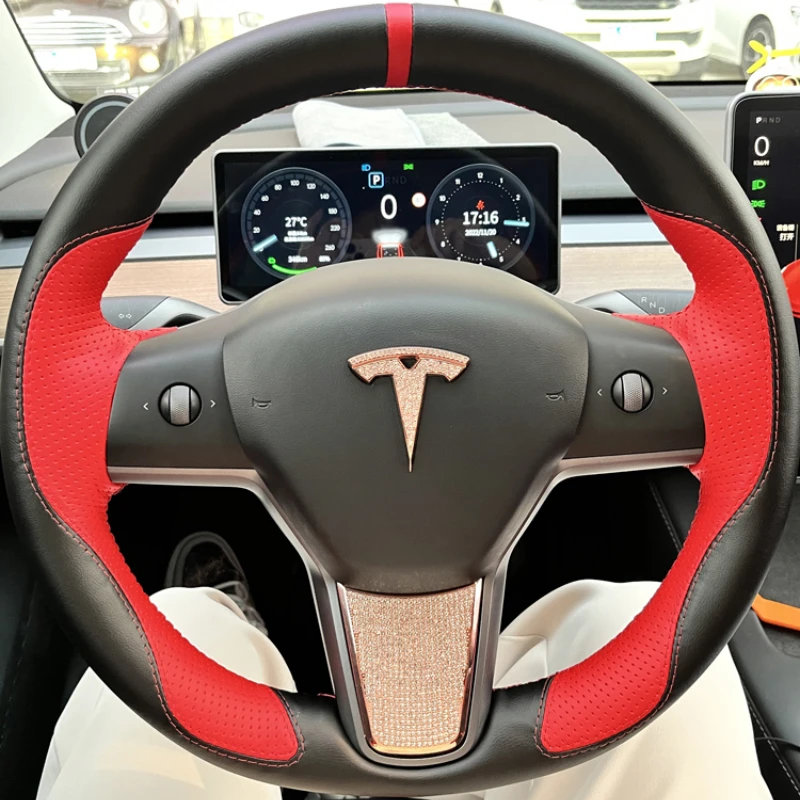 For Tesla Model 3 Model Y 2015-2020 Hand-stitched Non-slip Black Red Genuine Leather Car Steering Wheel Cover
For Tesla Model 3 Model Y 2015-2020 Hand-stitched Non-slip Black Red Genuine Leather Car Steering Wheel Cover
